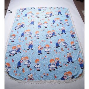 Vintage 70s Sears Raggedy Ann & Andy Doll Coverlet Sheet bobbs merrill company